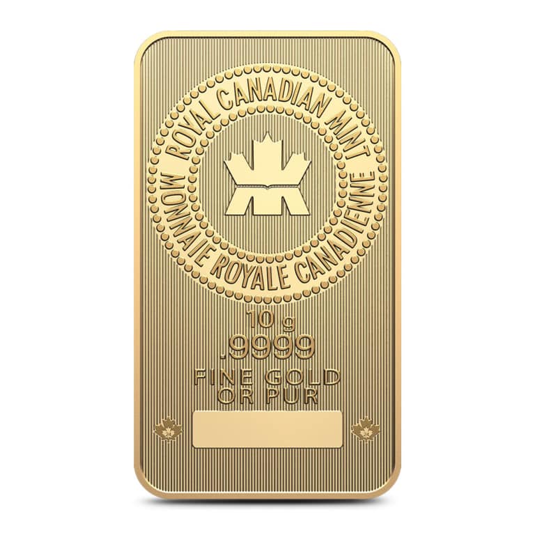 10 Gram (RCM) Royal Canadian Mint Gold Bar (New w Assay)